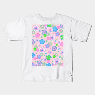 FLOWERS Blooming On Pink Kids T-Shirt